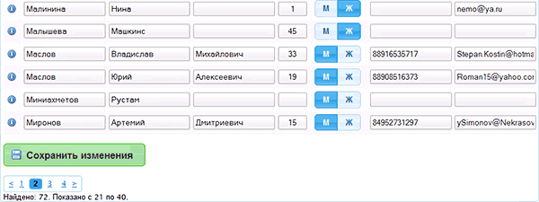 Удобное редактирование клиентов в тренинговом центре